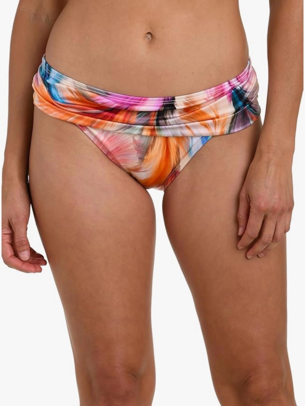 La Blanca Multicolor Twist-Waist Bikini Bottom — Orange, Blue, Pink